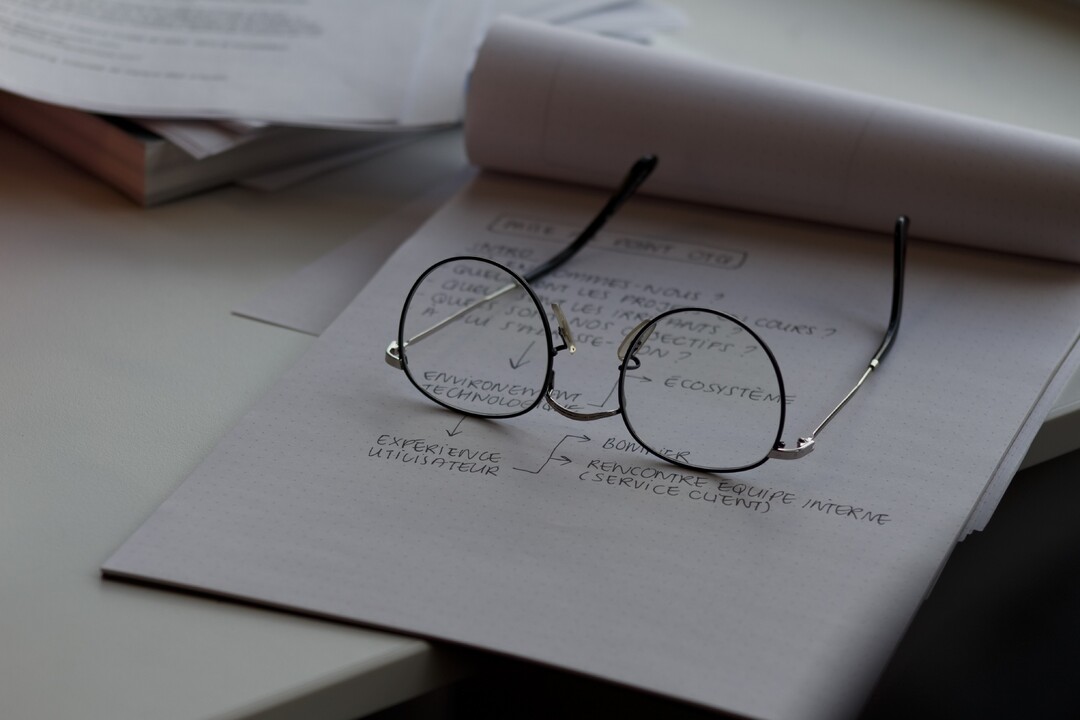 eye glasses on a paper