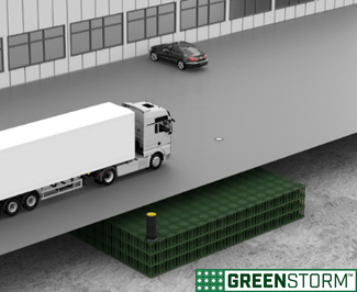 GreenStorm modules under vehicle traffic