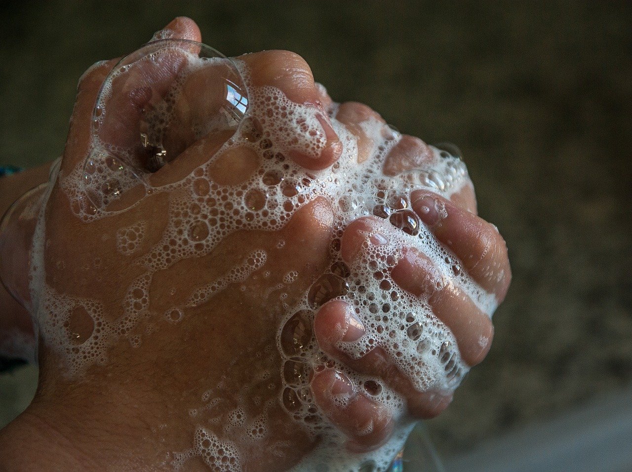 washing hands with soap